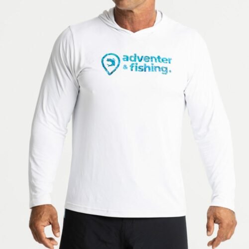 Adventer & fishing Funkční hoodie UV tričko White & Bluefin -